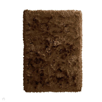 Glamour Deluxe Plush Super Soft Plain Textured Fine Yarn Polyester Shimmer Hand-Tufted Long Pile Shaggy Mocha Rug-Origins-Rug Love - The Most Loved Rug Store